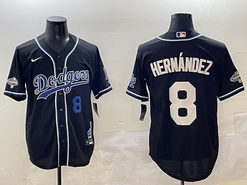 Men Los Angeles Dodgers 8 Hernandez Black Fashion Game 2025 Nike MLB Jersey style 30617